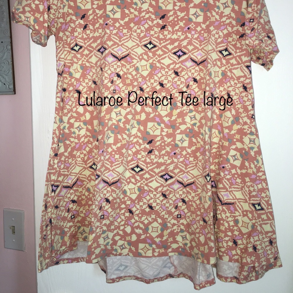 LulaRoe Perfect T Pink Aztec Pattern Large - Picture 2 of 2